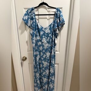 XL TALL Old Navy Blue & White Floral Maxi Dress NWT